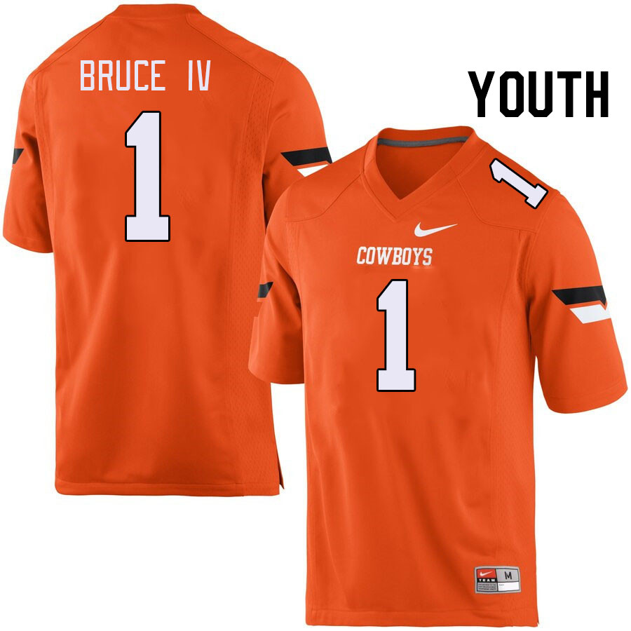 Youth #1 Arland Bruce IV Oklahoma State Cowboys College Football Jerseys Stitched-Orange - Click Image to Close